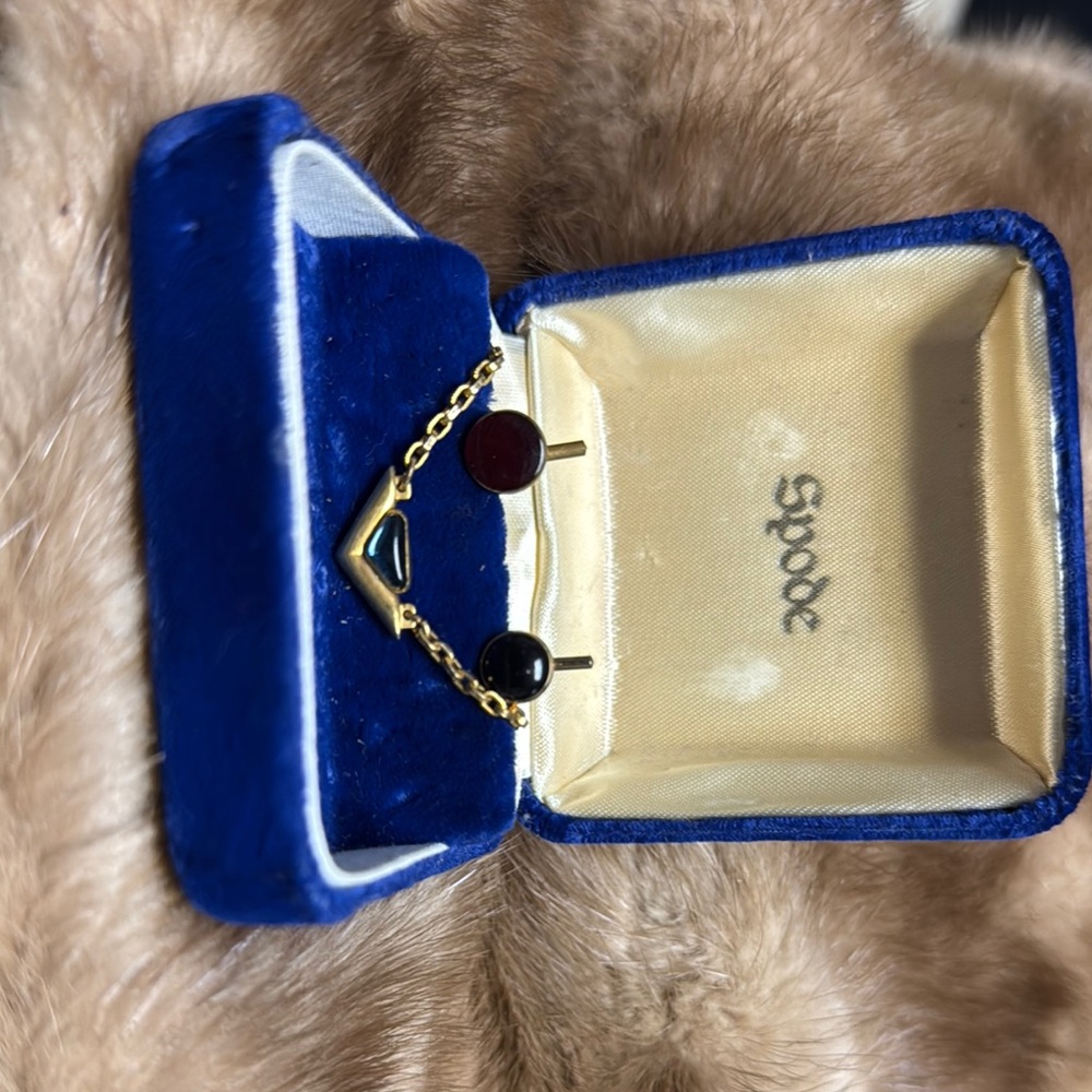 Spode Gold and Blue Cuff Links Elegant Accessories